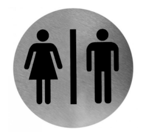 Pictogram rond WC man/vrouw RVS