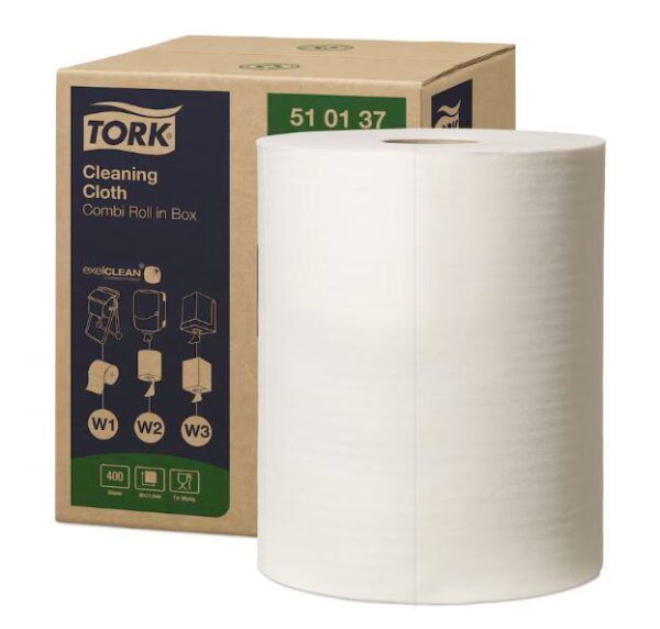 Tork Cleaning Combi Rol Reinigingsdoek, 1-laags, wit, 400vel