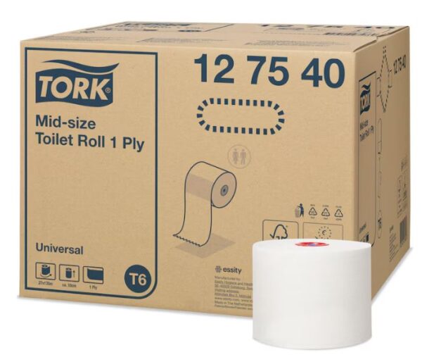 Tork Mid-size Toiletpapier Wit Universal 1-laags T6, 27x135m