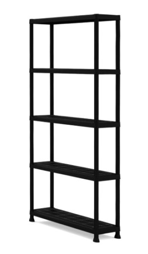 Stellingkast kunststof zwart 5 legborden 50 kg/legbord 187x8
