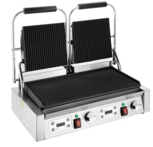 Buffalo dubbele contactgrill geribbelde platen, per stuk