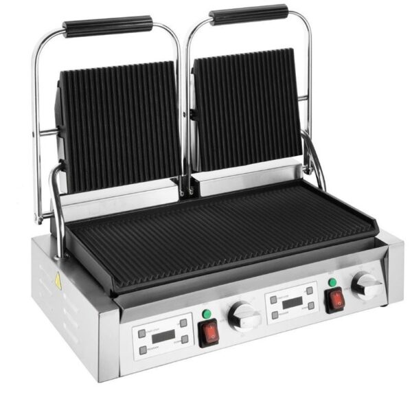 Buffalo dubbele contactgrill geribbelde platen, per stuk
