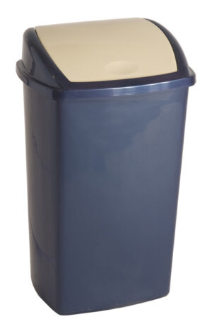 Afvalbak met Swing deksel 50 ltr, blauw/crème